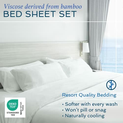 Bamboo bed sheet set with resort quality features.