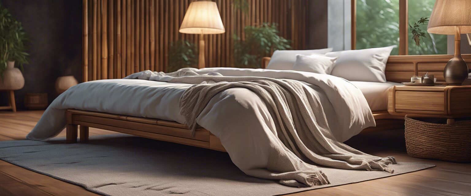 Cozy lifestyle shot of a bamboo blanket on a bed