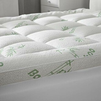 Close-up of a quilted bamboo mattress topper.