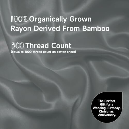 Smooth bamboo rayon fabric with text about thread count.