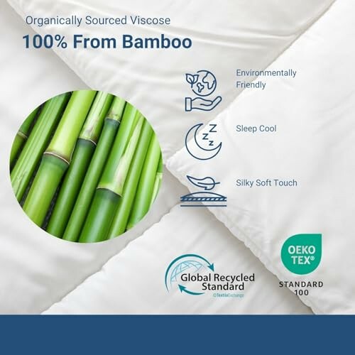 Bamboo-based textile benefits: eco-friendly, cooling, silky soft touch.