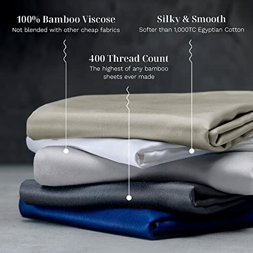 Stack of bamboo viscose sheets highlighting their features.