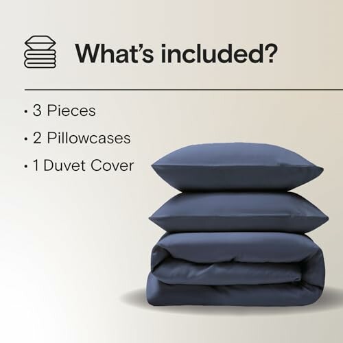 Image listing items included in a bedding set: 3 pieces, 2 pillowcases, 1 duvet cover.