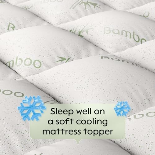 Soft cooling mattress topper with bamboo pattern