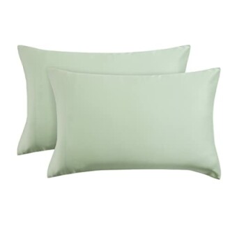 Set of two light green silk pillowcases