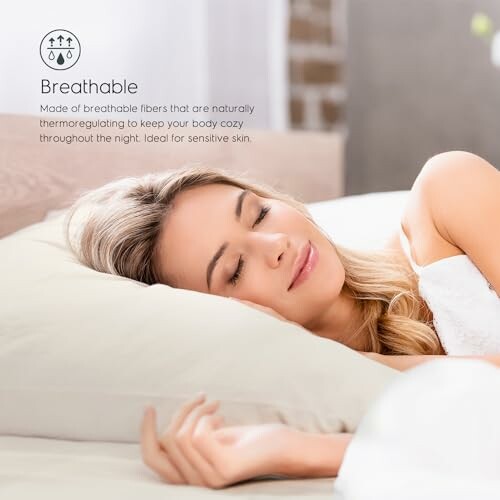 Woman sleeping comfortably on a breathable pillow